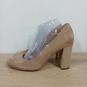 Sam Edelman Heels Womens 8 Tan Leather Block Heel Pumps Modern Classic